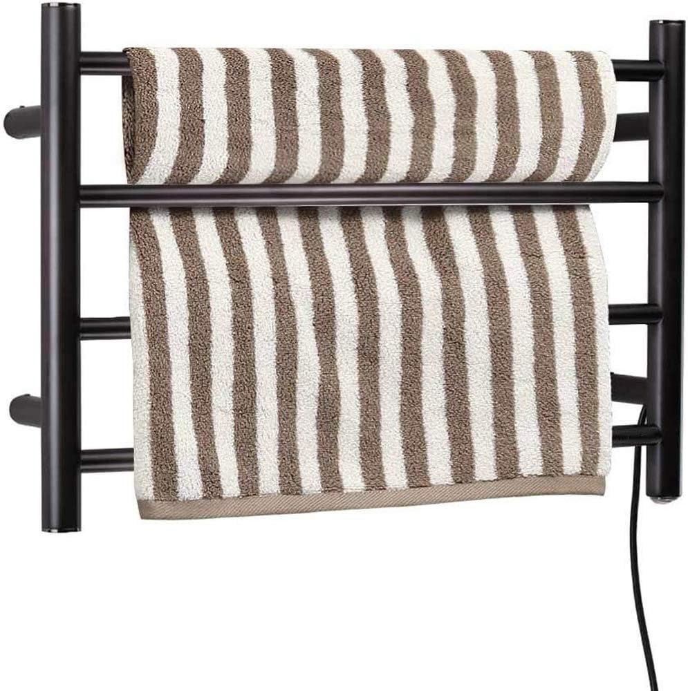 LUNEZY Electric Towel Warmer, 4-Bar Electric Towel Drying Rack for Bathroom, Oil Rubbed Bronze Heated Towel Rack, Best Choice for Bathroom Decoration in Your Home