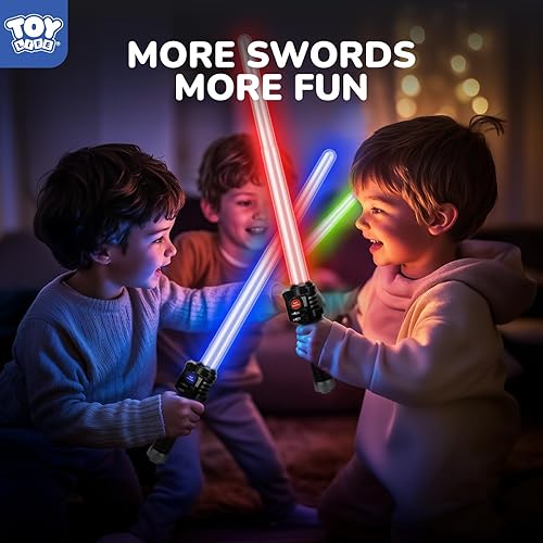 Miniatura 7 de TOY Life Sable iluminado  Paquete de 3 sables de iluminación, espada de sable de luz extensible y plegable, juego de juguetes de sable con sonido FX
