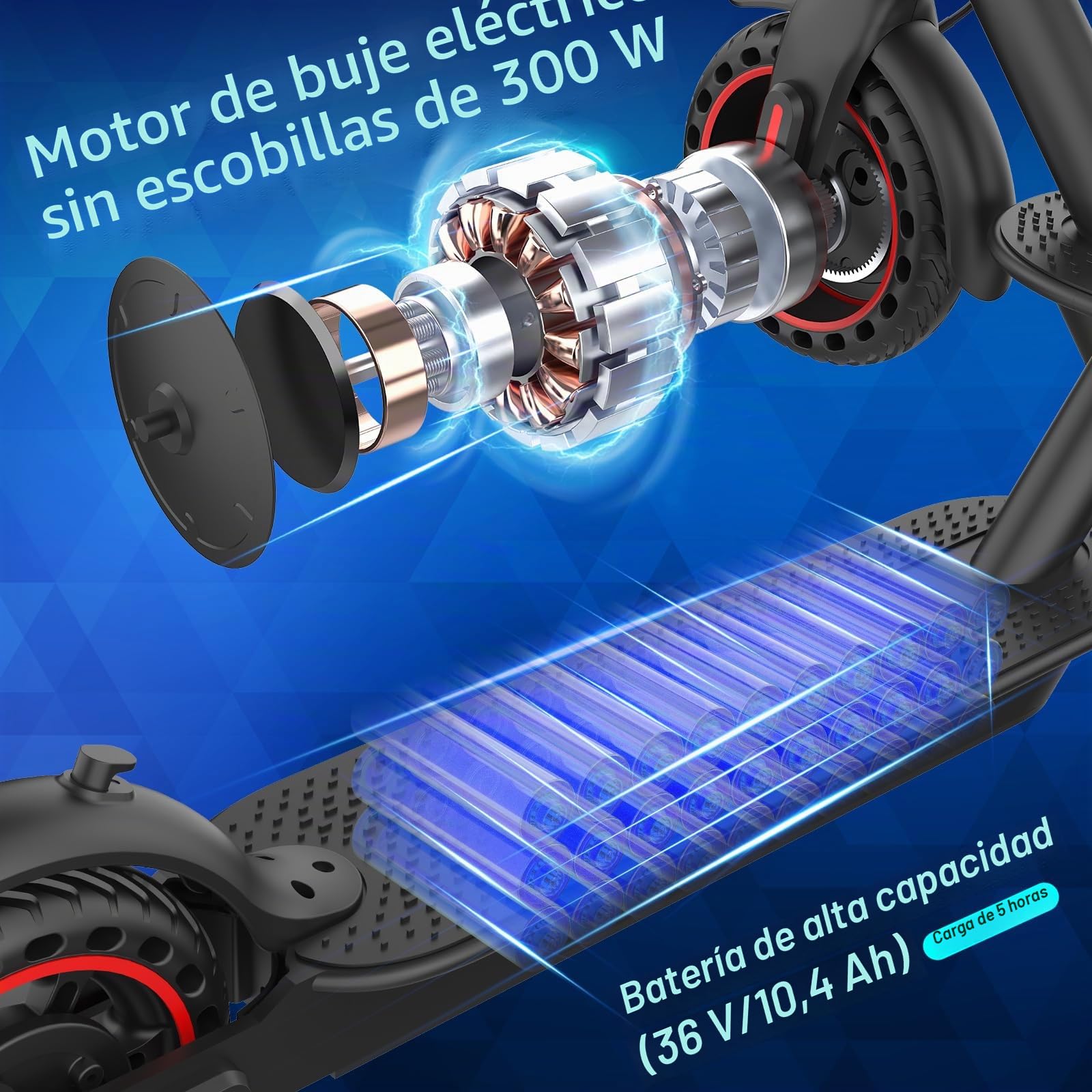 Patinete eléctrico eléctrico de 8,5 pulgadas con batería de 10,5 Ah, alcance máximo de 30 KM, patinete eléctrico para adultos