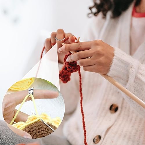 Miniatura 3 de 10 anillos de ganchillo ajustables para tejer, guía de hilo de 6 estilos, guía de hilo de ganchillo, anillo de ganchillo de guía de hilo, regalo de