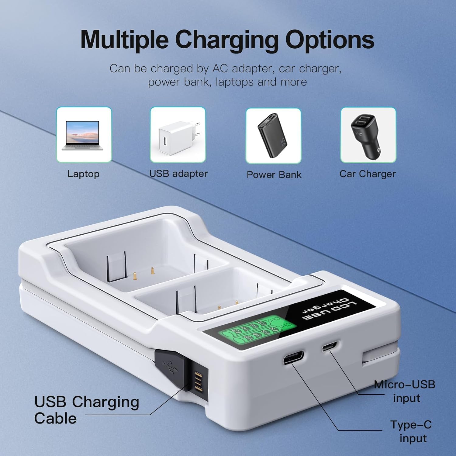 2-Packs Batteries Compatible with Arlo Pro 5S 2K, Pro 4, 3, Arlo Ultra 2, Ultra Cameras VMA5400 VMC4040P VMC4060P A-4a, with LCD Dual Charger (3.85V 4800mAh)
