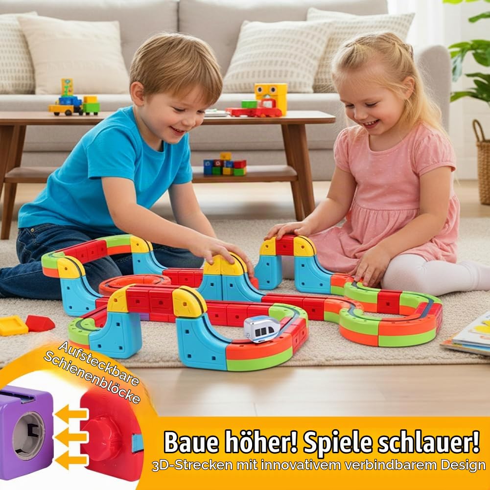 68 Stück Clickrail Electric Train Set, Magisches Schienen WüRfel Zug