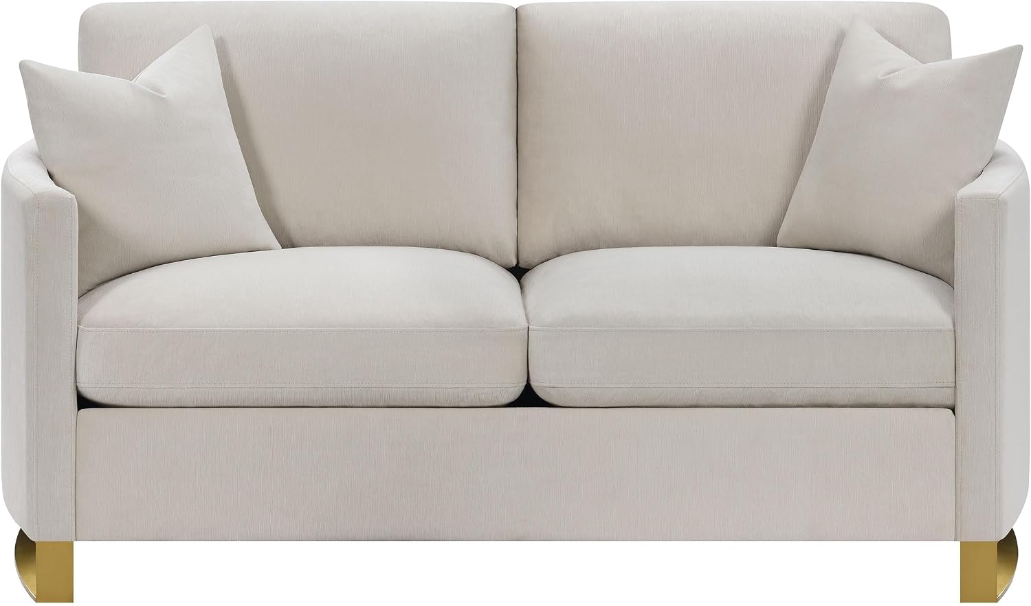 BOWERY HILL 2-Piece Upholstered Sofa Set, Chenille Fabric in Beige, Stainless Steel Rose Brass Legs, Reversible Cushions with Down Blend Fill, Contemporary Living Room Seating for 4, Includes 2