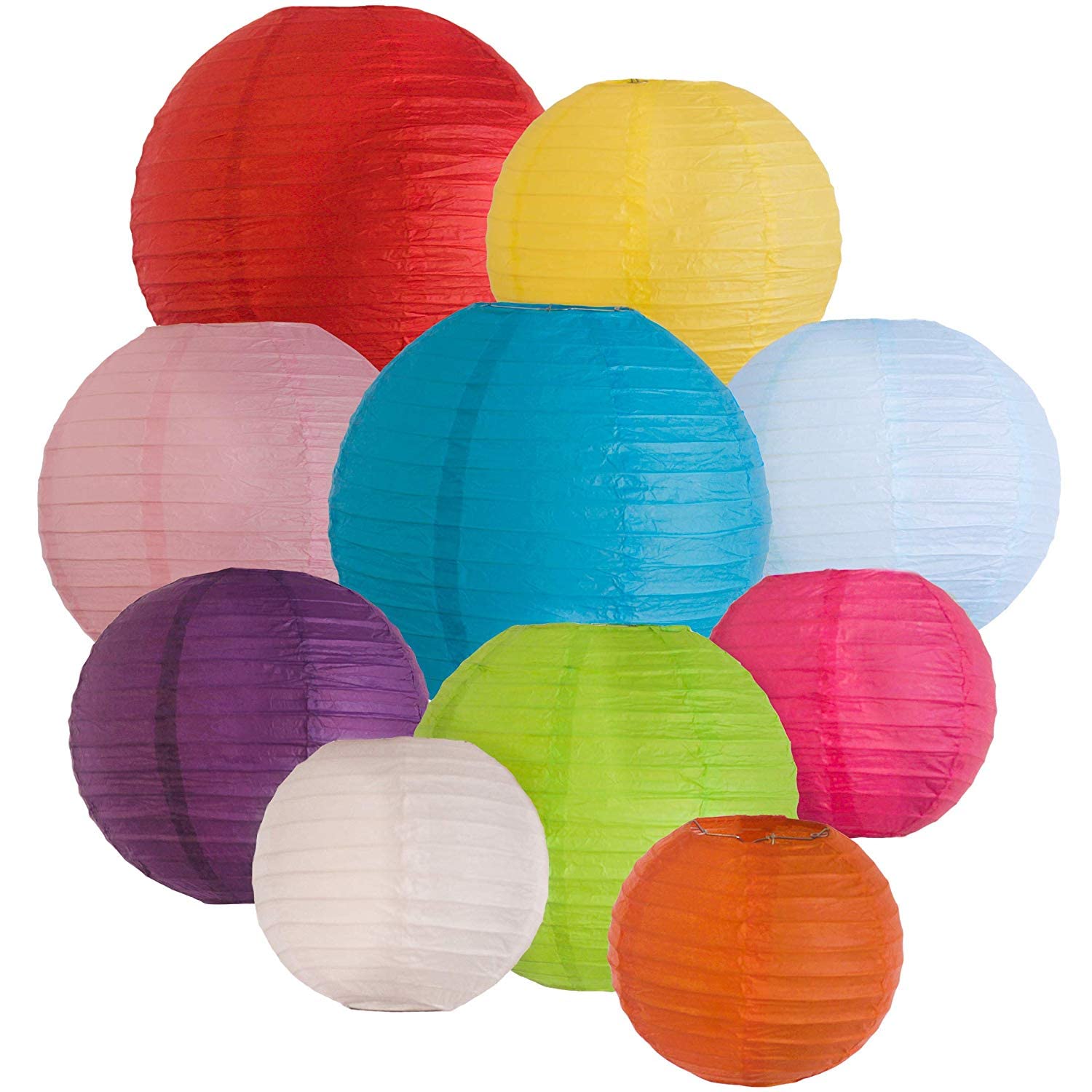10" Chinese Round Paper Lantern Lamp Wedding Party Hanging Decoration, Home Decoration(5 Pack)