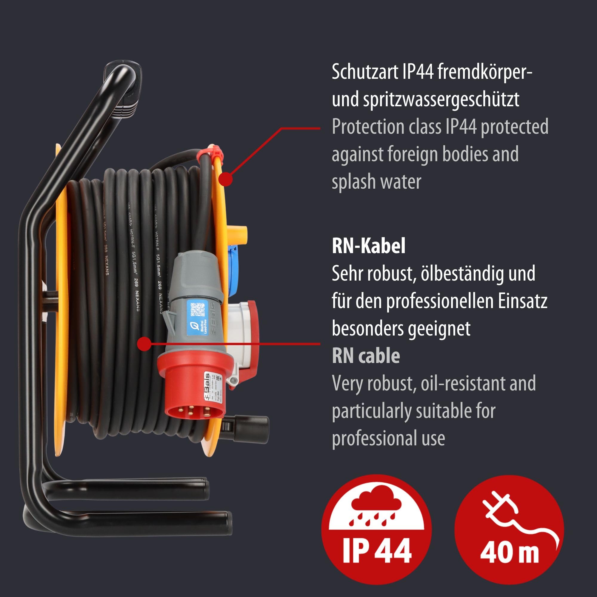 Brennenstuhl, 1318930, Avvolgicavo Brobusta, IP 44, 40 m, H07RN-F 3G1,5