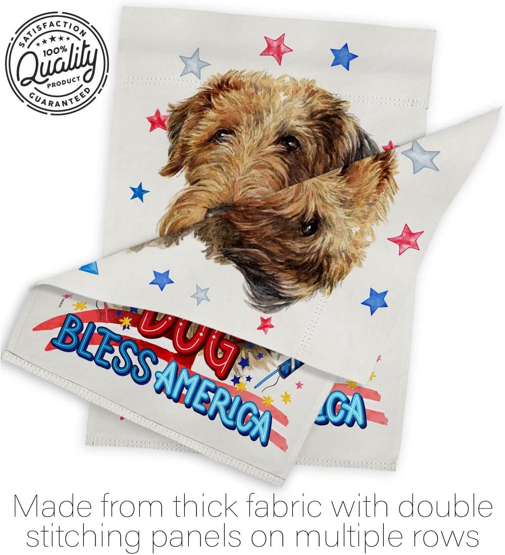 Breeze Decor Patriotic Welsh Terrier House Flag Dowel Set Dog Puppy Spoiled Paw Canine Fur Pet Nature Farm Animal Creature Decoration Banner Small Garden Yard Gift Double-Sided, Made in USA