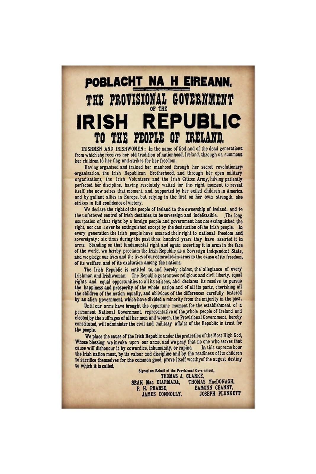 GYQYJPFZM Easter Rising 1916 Proclamation Poster Irish Declaration of Independence Vintage Wall-Art for Home Office Irish Pub(Framed,12x18inch(30x45cm))