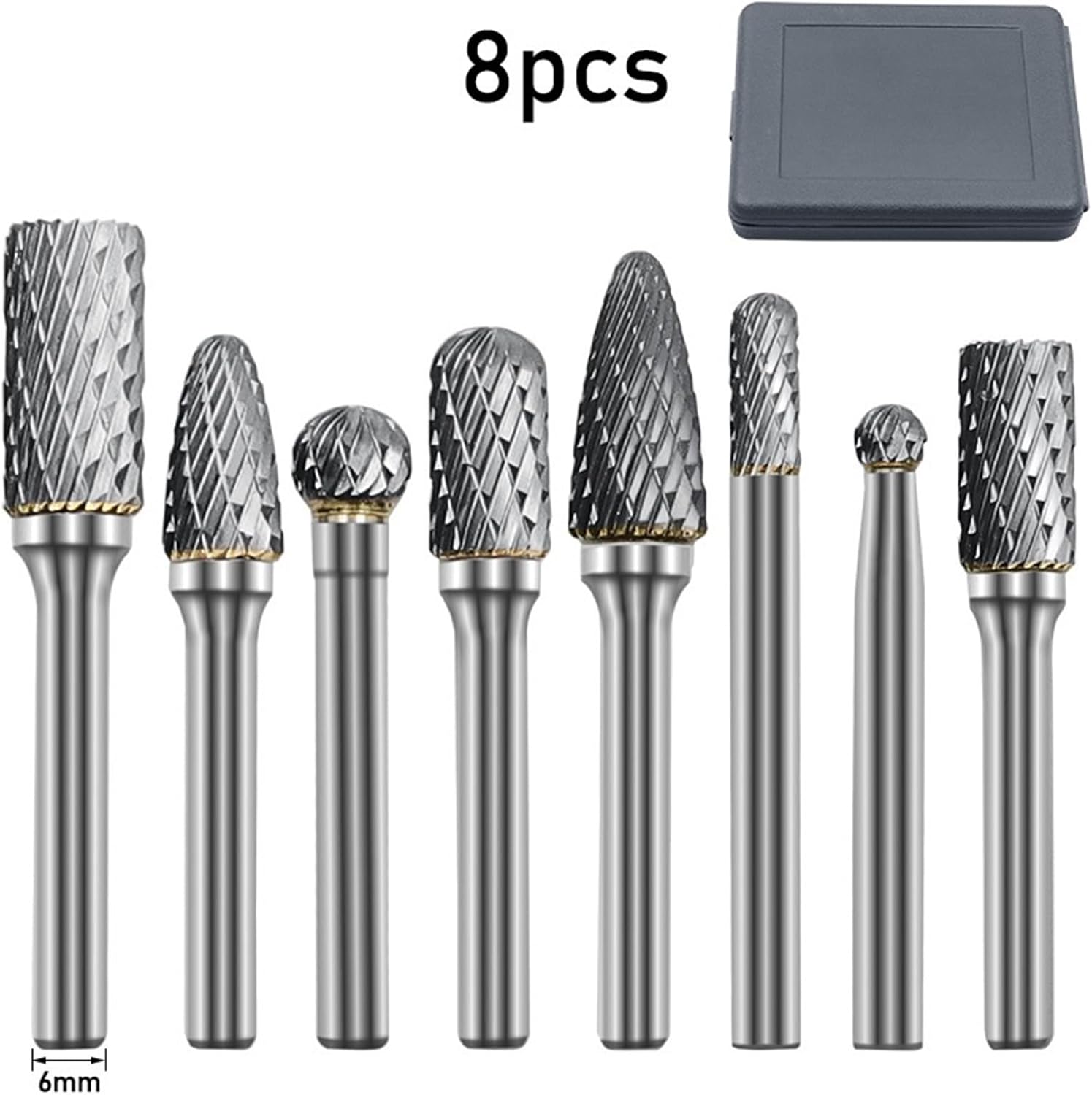 Carbide Rotary Burr Set Dor Die Grinder Tungsten Carbide Burrs Set 6MM 8PCS Shank Double Cut Solid