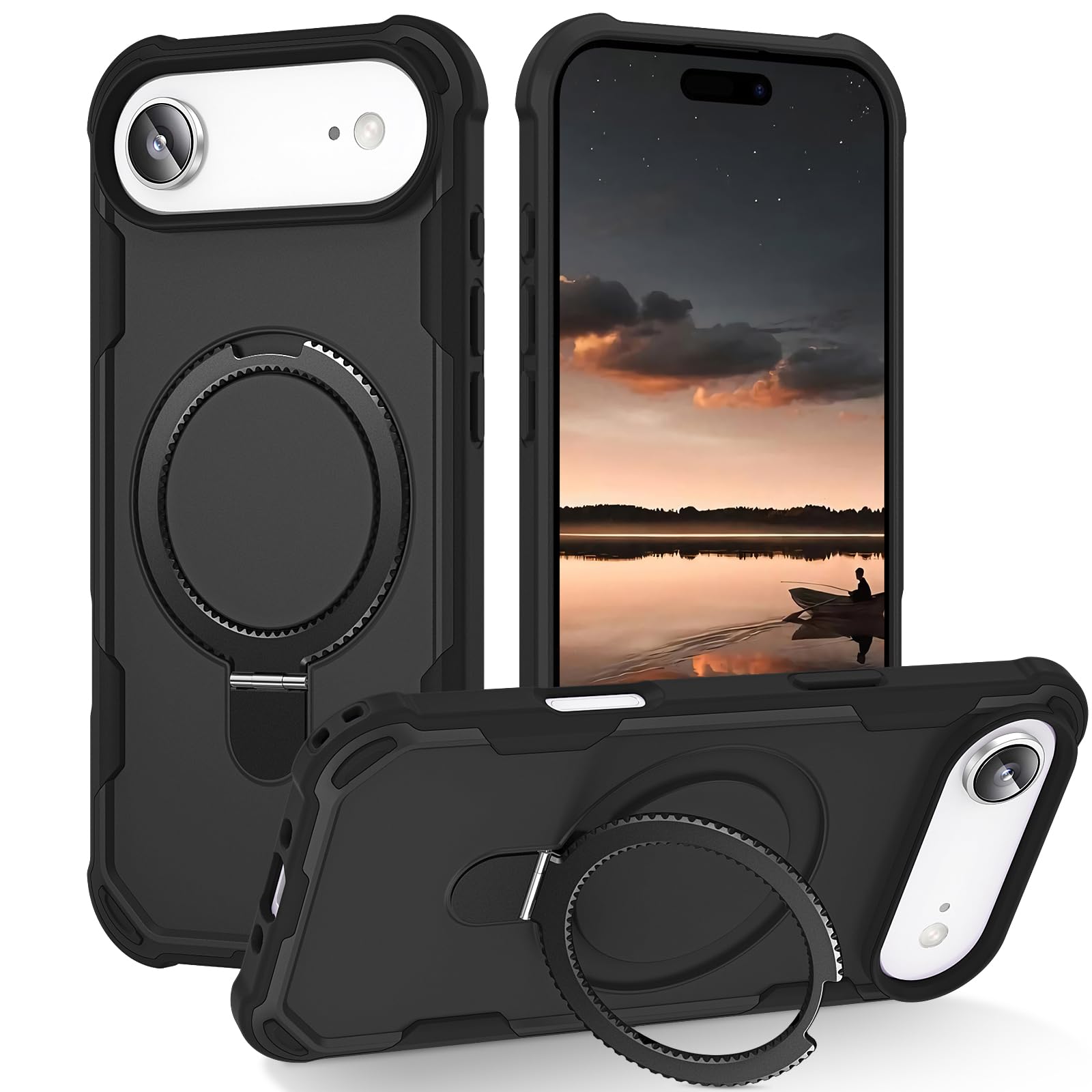 Compatible with iPhone 17 Air Case with Invisible Magnetic Ring Stand Compatible with Magnetic Military Drop Protection Shockproof