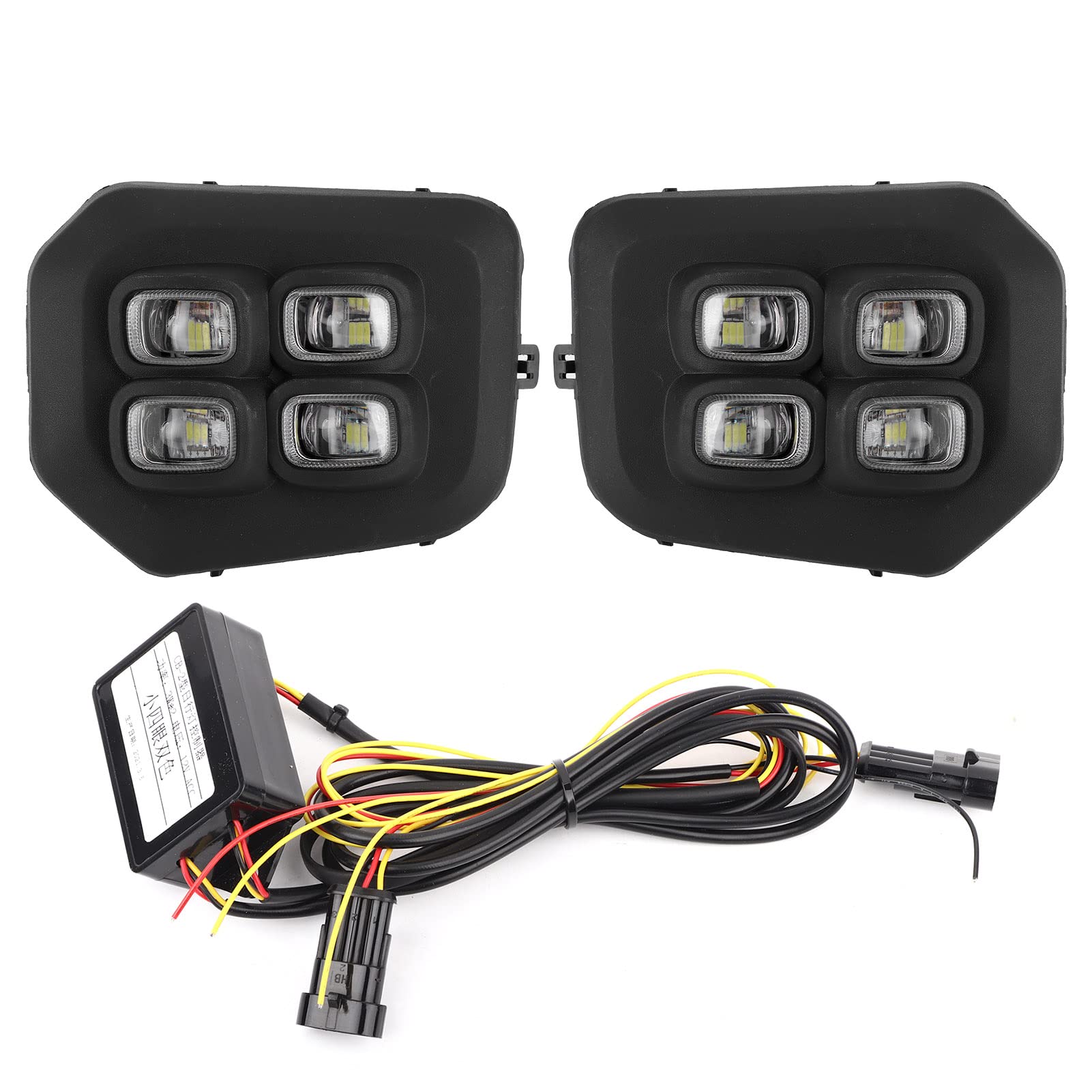 Walmeck Para świateł do Jazdy Dziennej LED Przednia Lampa DRL Pasuje do Wszystkich Modeli 16-20, z przezroczystą soczewką Projektora zapewniającą maksymalną (Światło żółte i białe dwukolorowe)