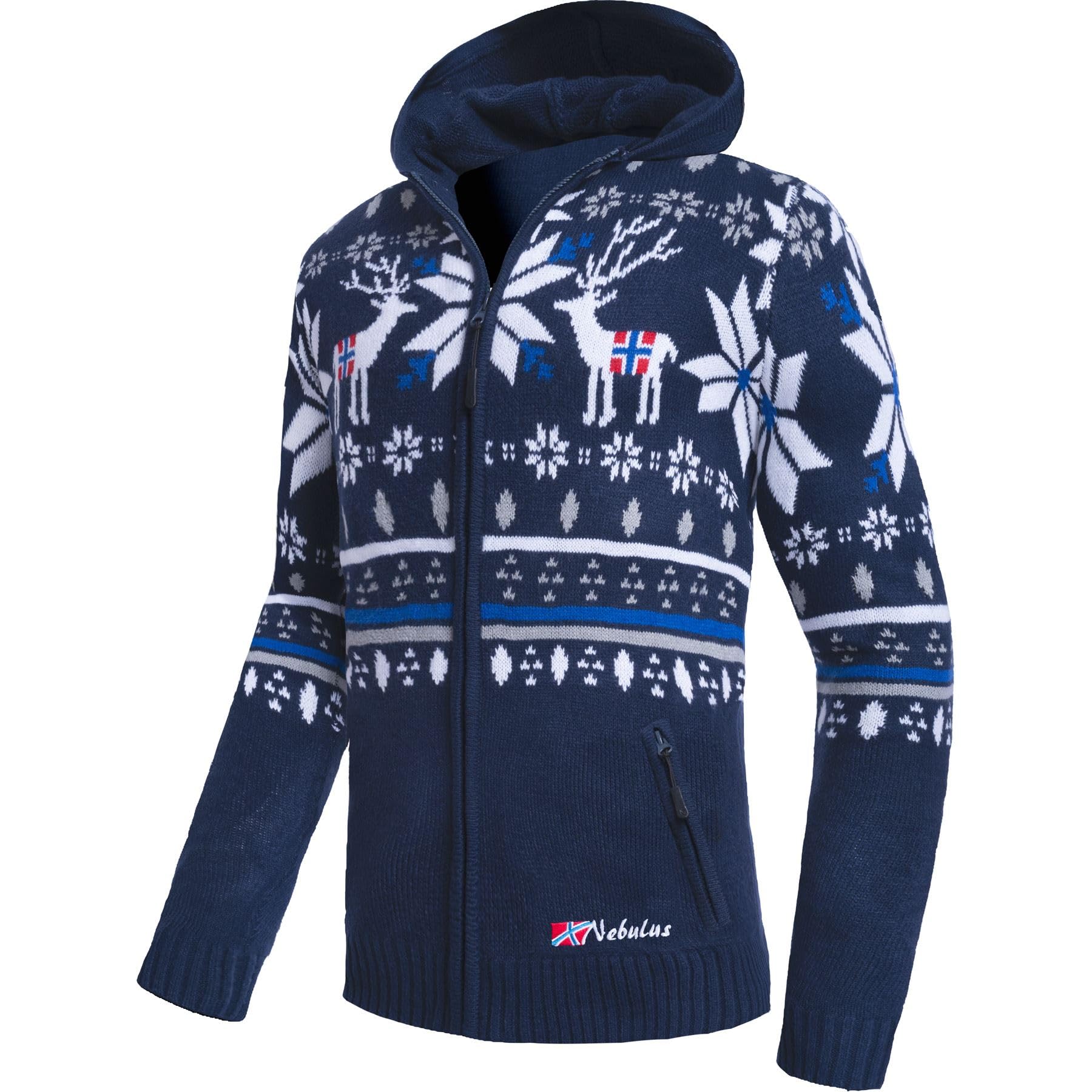 Nebulus Herren Jacke NORMAX, mit Kapuze, schicker Pullover im Norweger-Style