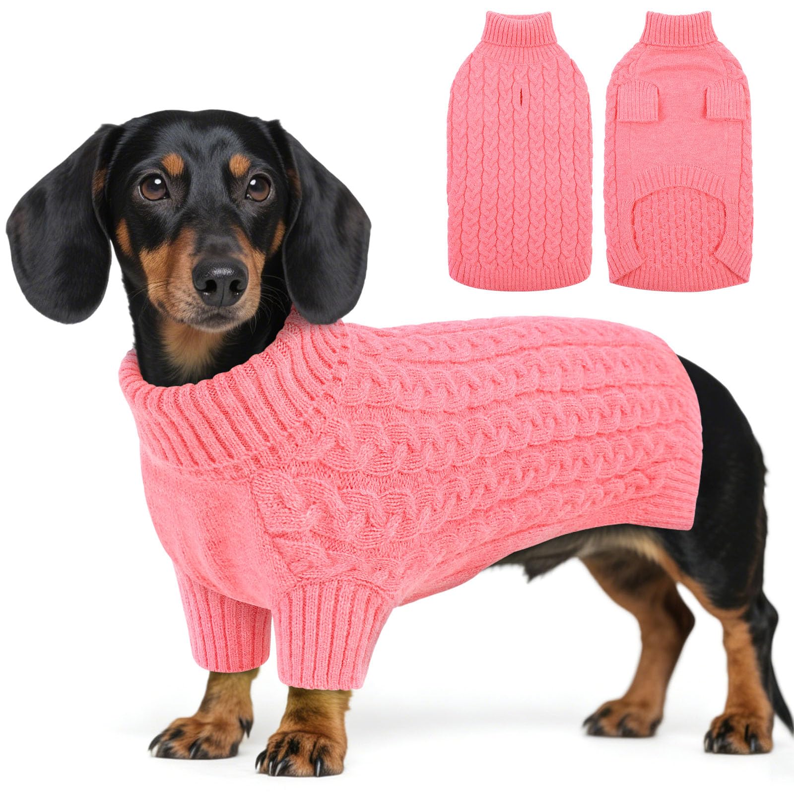 ASENKU Foldable Turtleneck Dog Jumper M, Warm Dog Coat for Medium Dogs
