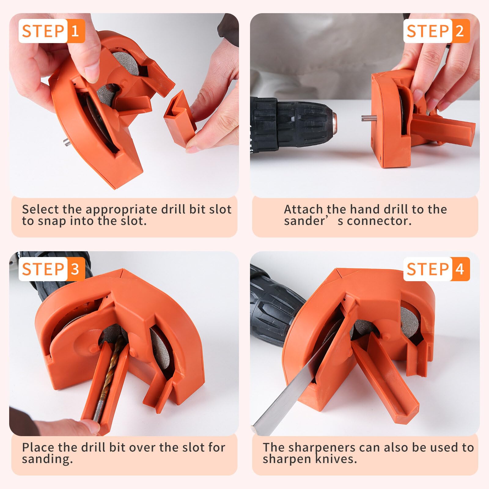 VIDOO Elektrisches Bohrerschärfgerät Mehrzweck Schleifmaschine für HSS Hartmetall Kobalt Bits-Orange