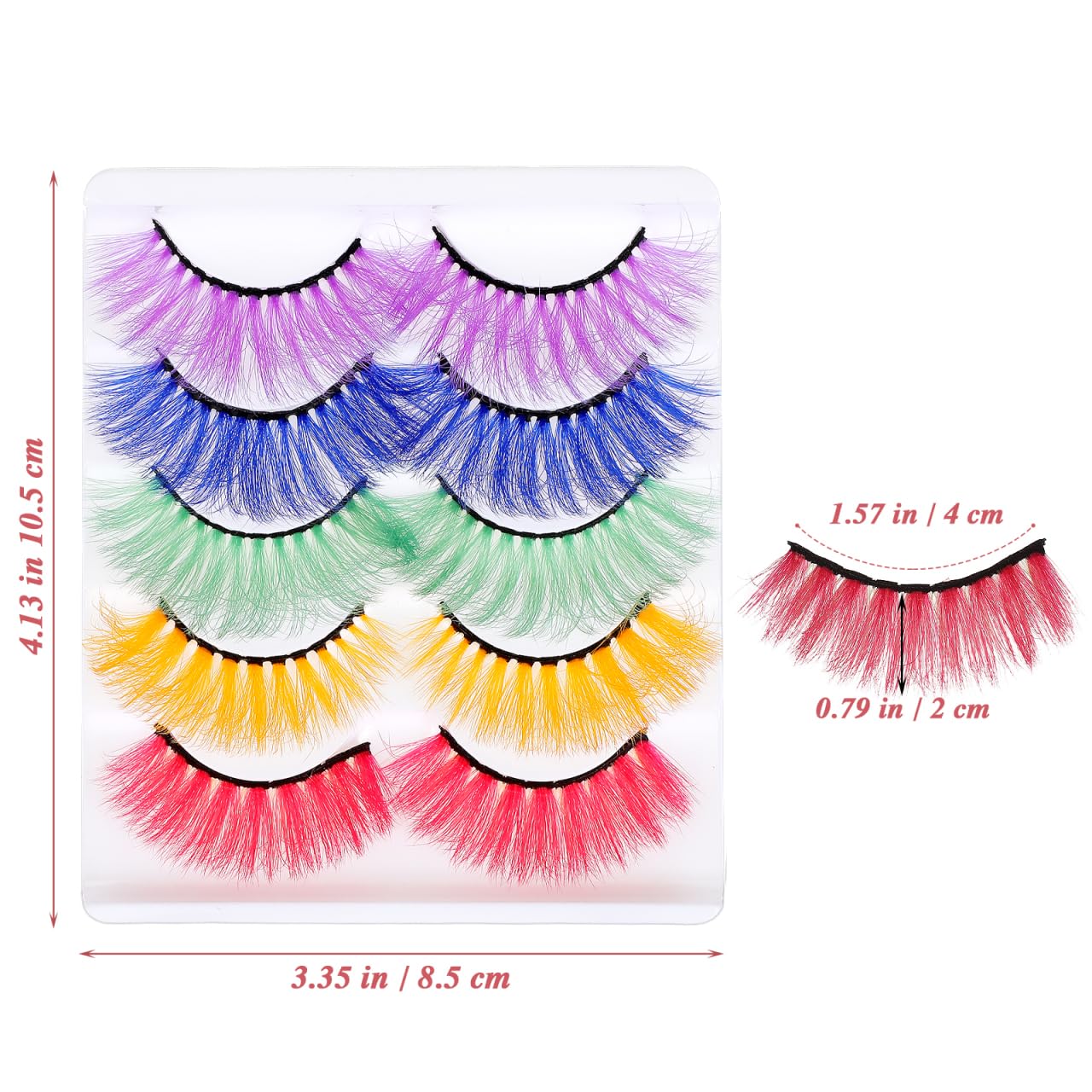 Healeved 5pairs Fake Eyelashes Purple Suits False Eyelashes Color Colorful Lashes Manga Lashes Colored Lash Extensions Beauty Kit Purple Outfit Cosplay Dense Comics Miss Imitation - Image 4
