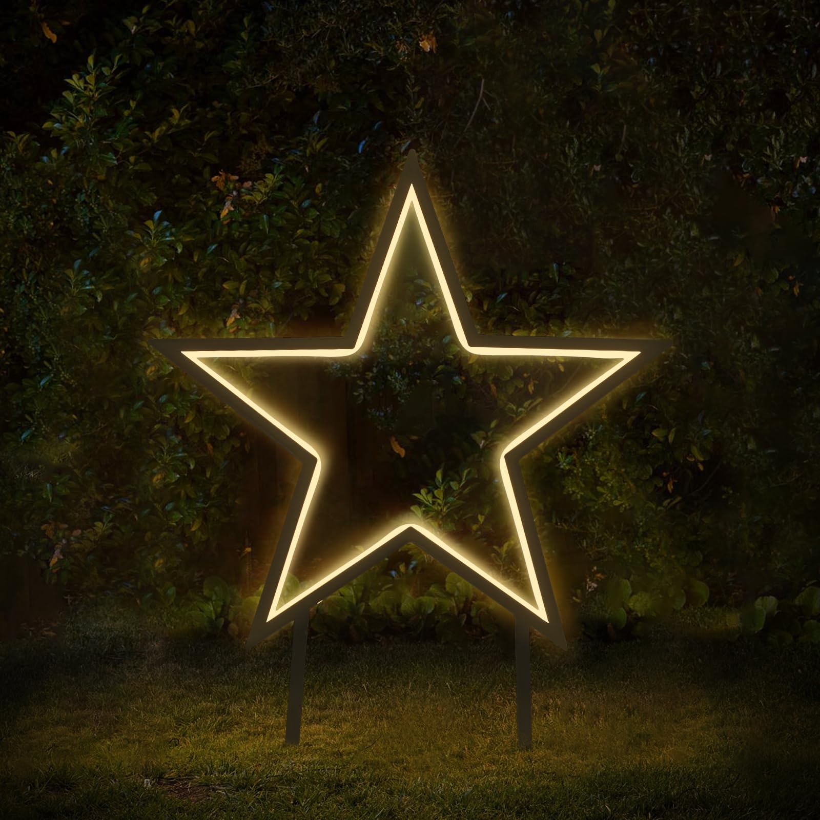SALCAR LED Gartenstecker Stern Metall  50cm Garten Stern Leuchte mit Erdspieß  Wasserdicht Weihnachtsstern mit 100 LEDs Beleuchtet  Weihnachtsbeleuchtung für Außen Garten und Innen Fester  Warmweiß