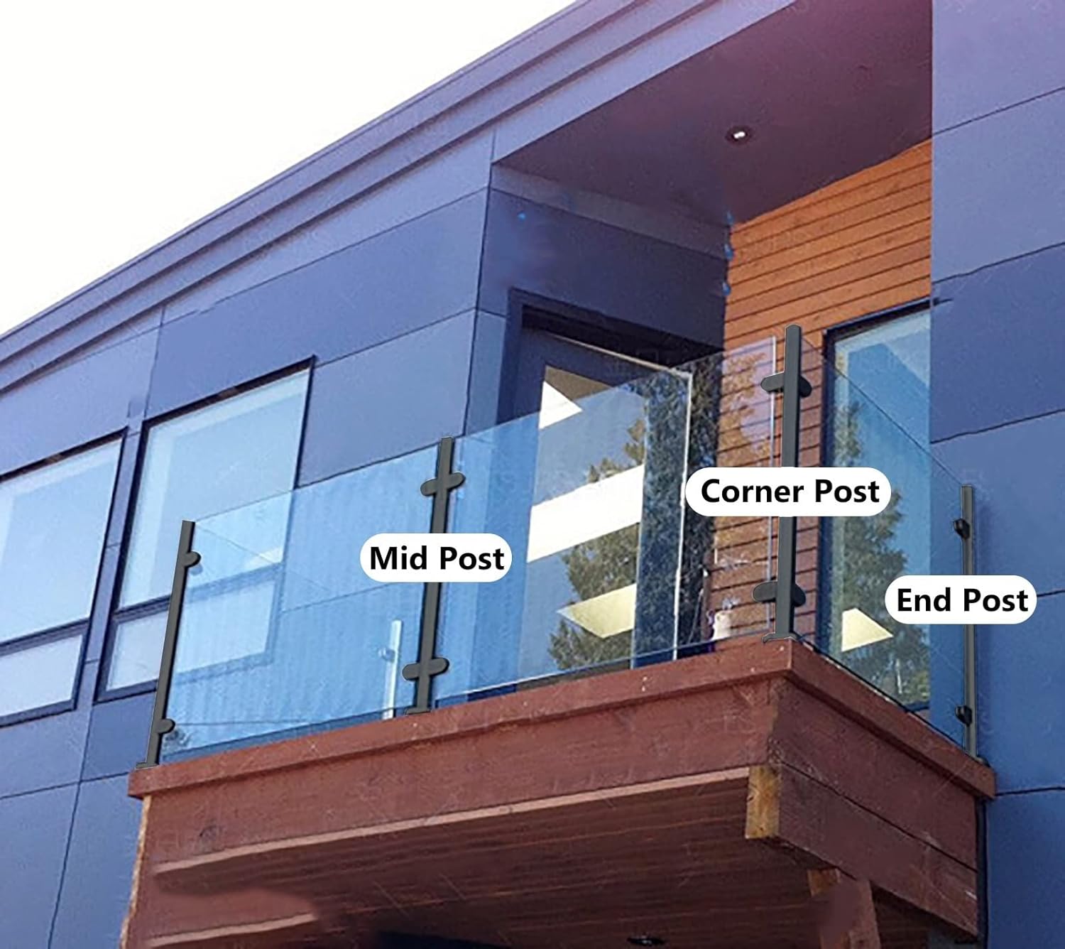 Square Balustrade Posts - 90cm Height Optional, Stairs Deck Balcony Glass Railing Post for Glass/Plastic/Wood/Acrylic, 304 Stainless Steel (Color : Shallow Grey, Size : H