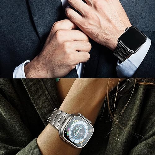 Miniatura 5 de Miimall Compatible for Apple Watch Band 49454442mm,Titanium Metal Strap with Double Button Clasp for iWatch Lightweight Band for Apple Watch Ultra