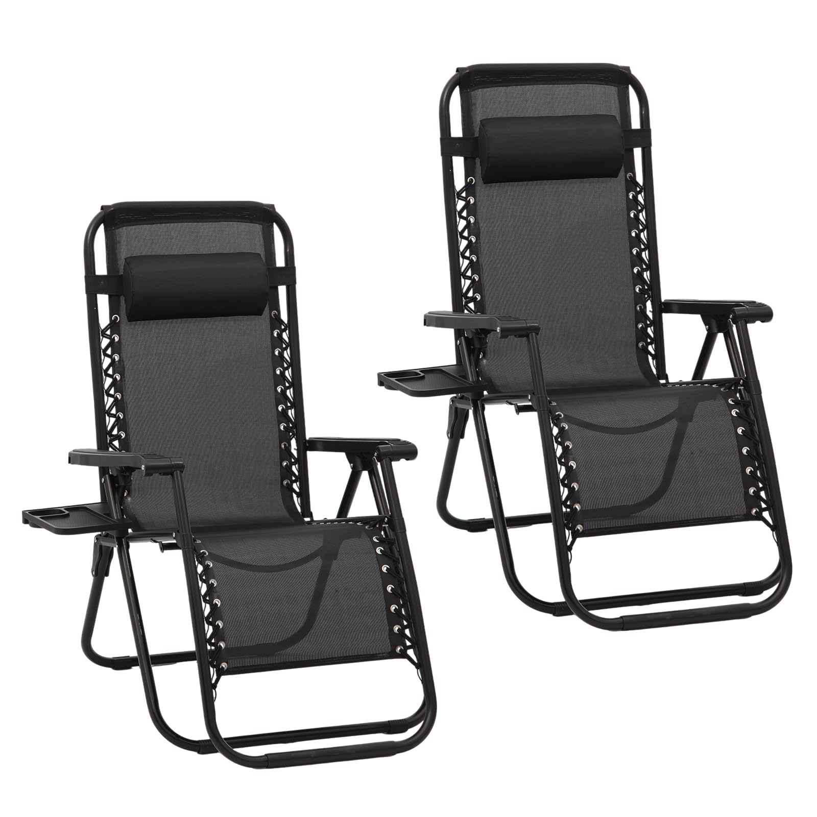 Quipulse Zero Gravity Chairs,Set of 2,Folding Sunloungers,Adjustable Recliner with Headrests,Cup Holder for Outdoor,Beach,Garden,Patio,Poolside