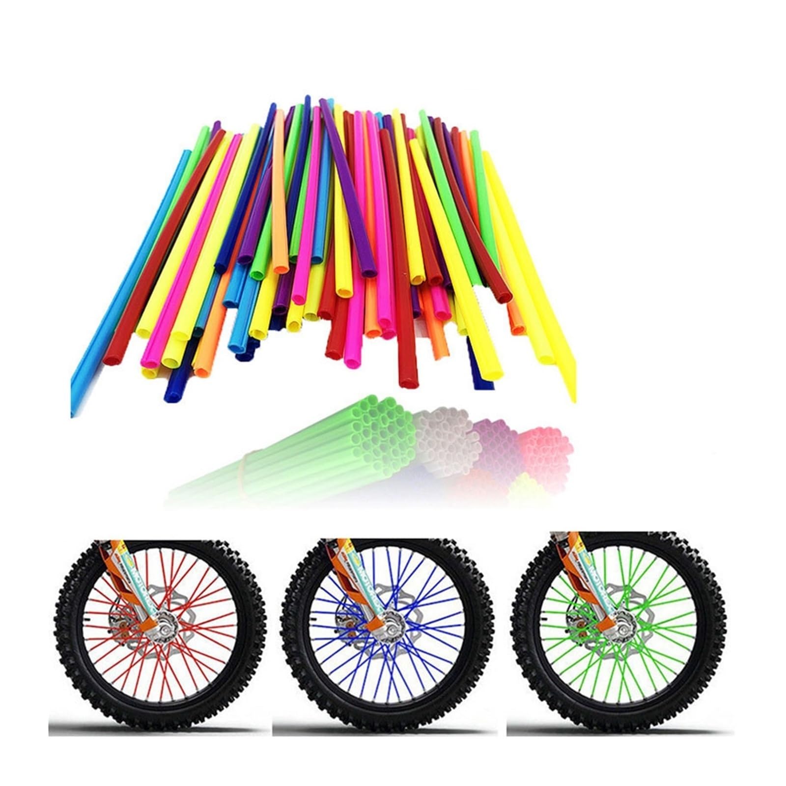 36 tiras de luces reflectantes para radios de bicicleta, 17 cm, accesorios para bicicletas