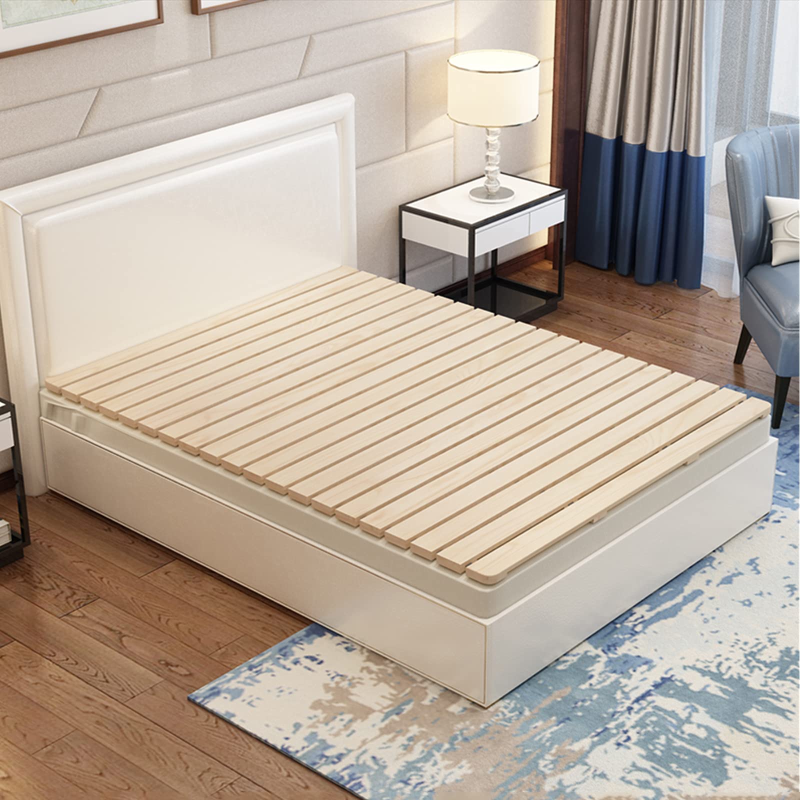 Wooden Bed Board Skeleton Folding Moisture-Proof Breathable Mattress Support Slats,Soft Bed Hardening Artifact,Sleeping Pad Bed Base for Bedroom Tatami Floor,Custom (WxL:67x79in)