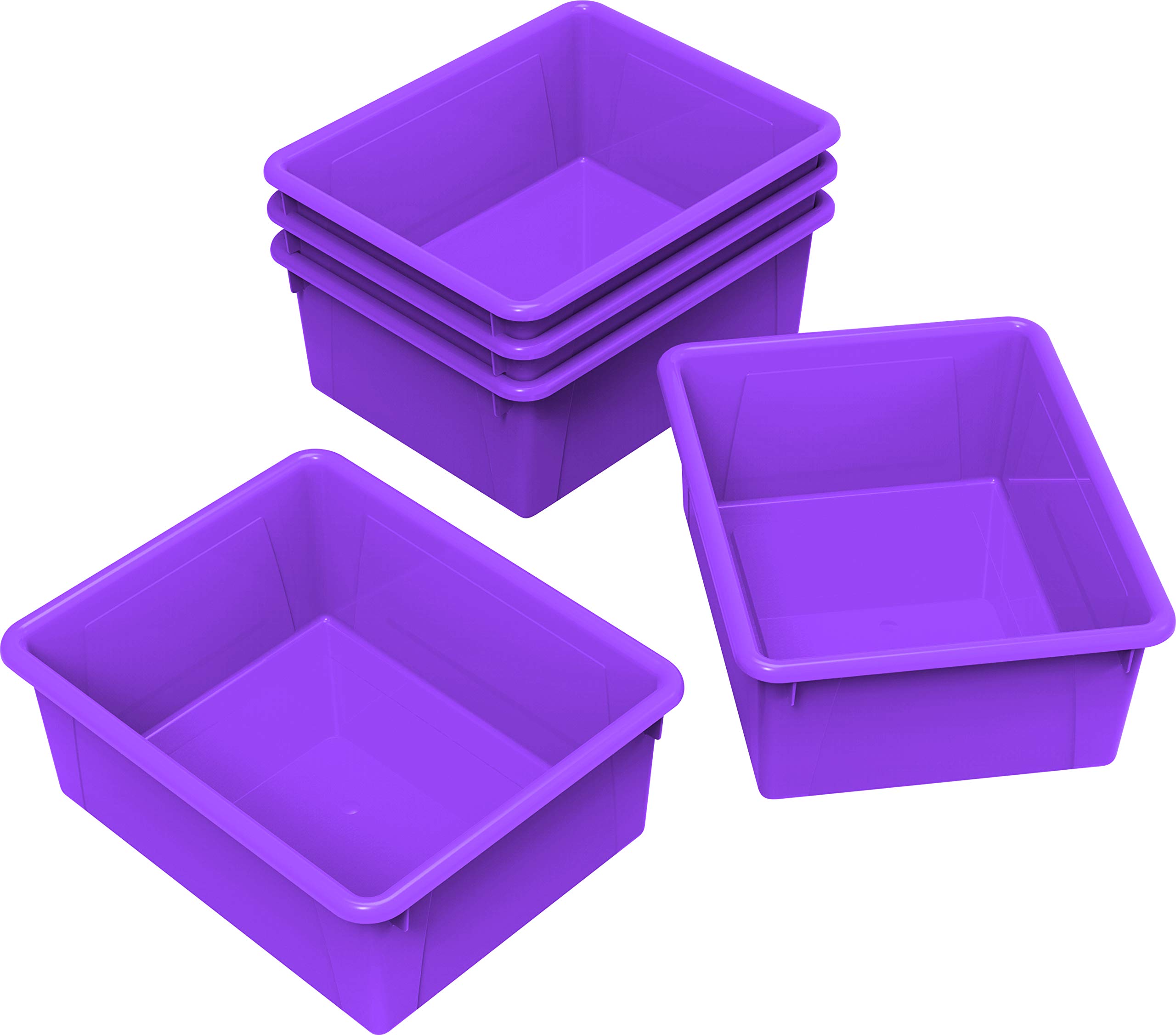 Storex Letter Size Deep Storage Tray – Organizer Bin for Classroom, Office and Home, Violet, 5-Pack (62528U05C)