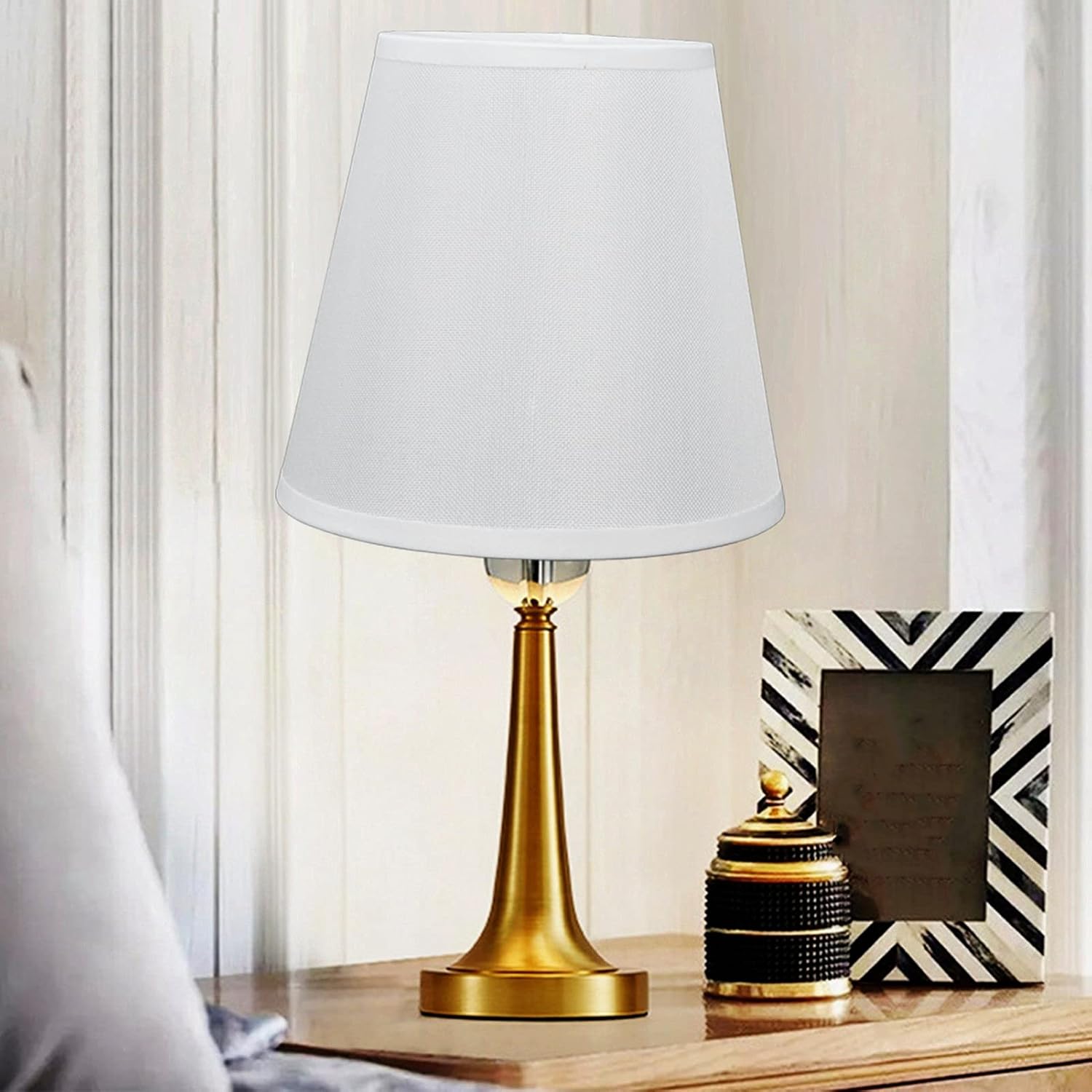 Chandelier Shades Lamp Shades Set of 2, Candelabra Shades Clip On Bell Lamp Shades for Floor Chandelier Pendant Light Replacement (White)