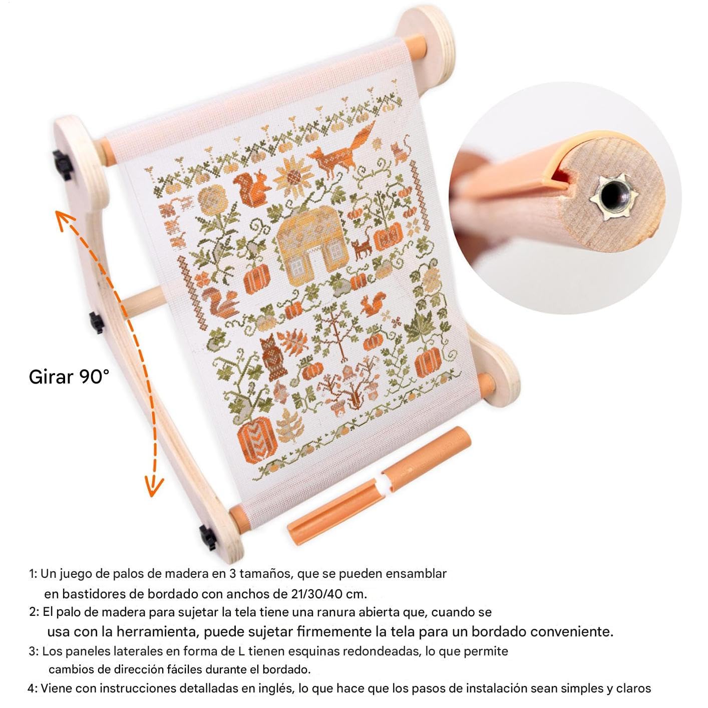 Woalopted Bastidor de Bordado - Bastidor de Madera Ajustable para Bordar - Marcos para Acolchar en Sofás Camas Muebles Artesanía Manual Bordado Punto de Cruz Ganchillo Tapicería
