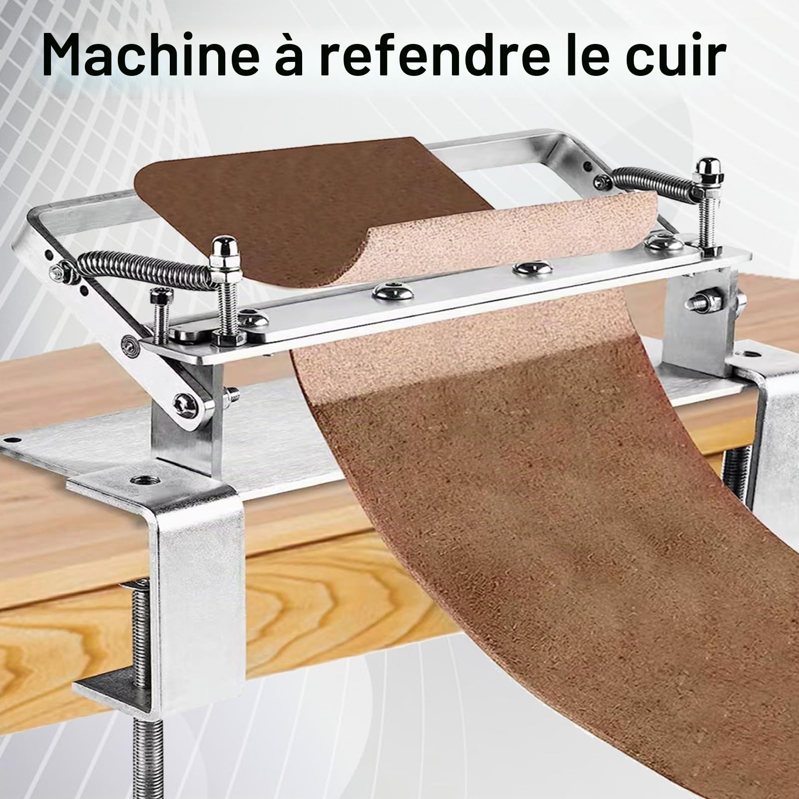 Machine à éplucher Cuir, Machine à éplucher Cuir Manuelle Acier Inoxydable Outil D'épluchage Cuir Largeur D'épluchage 18cm Séparateur Cuir Précis épaisseur Réglable Machine à Fendre Cuir Avec 5 Lames