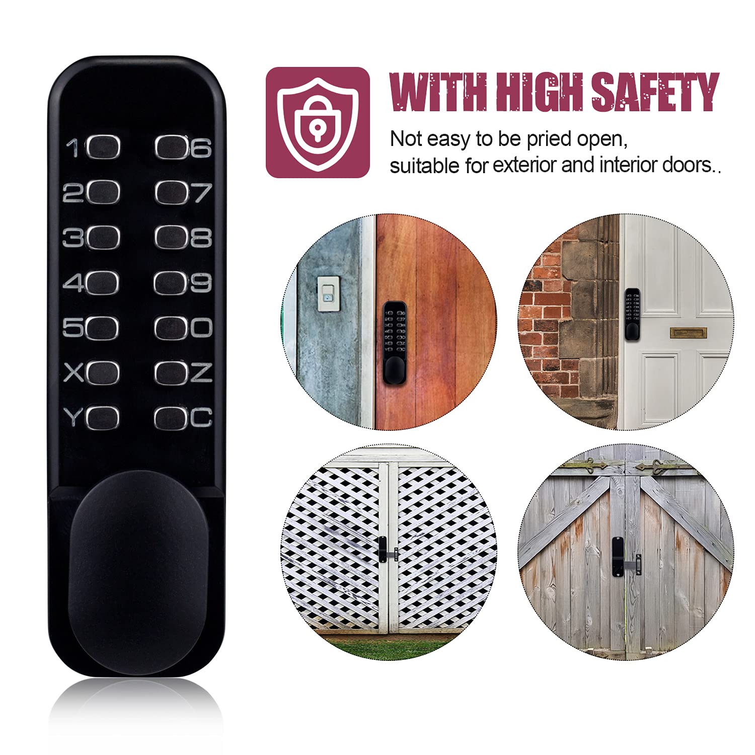Stainless Steel 100 Mechanical Keyless Entry Door Lock with Keypads