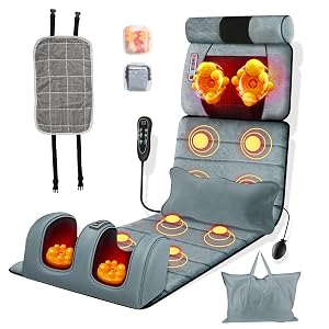 Full Body Massage Mat - 9 Massage Modes Electric Heating Vibration Massage Pad Neck Foot Back Massage Detachable