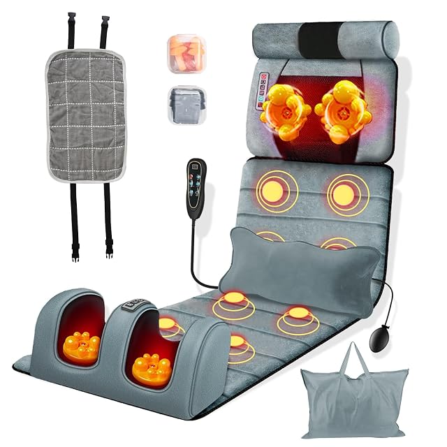 Full Body Massage Mat - 9 Massage Modes Electric Heating Vibration Massage Pad Neck Foot Back Massage Detachable