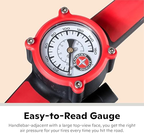 Miniatura 3 de Schwinn Bomba de bicicleta básica y de aire central, hasta 120 PSI máximo, doble cabezal se adapta a los tipos de válvulas Schrader y Presta, diseño