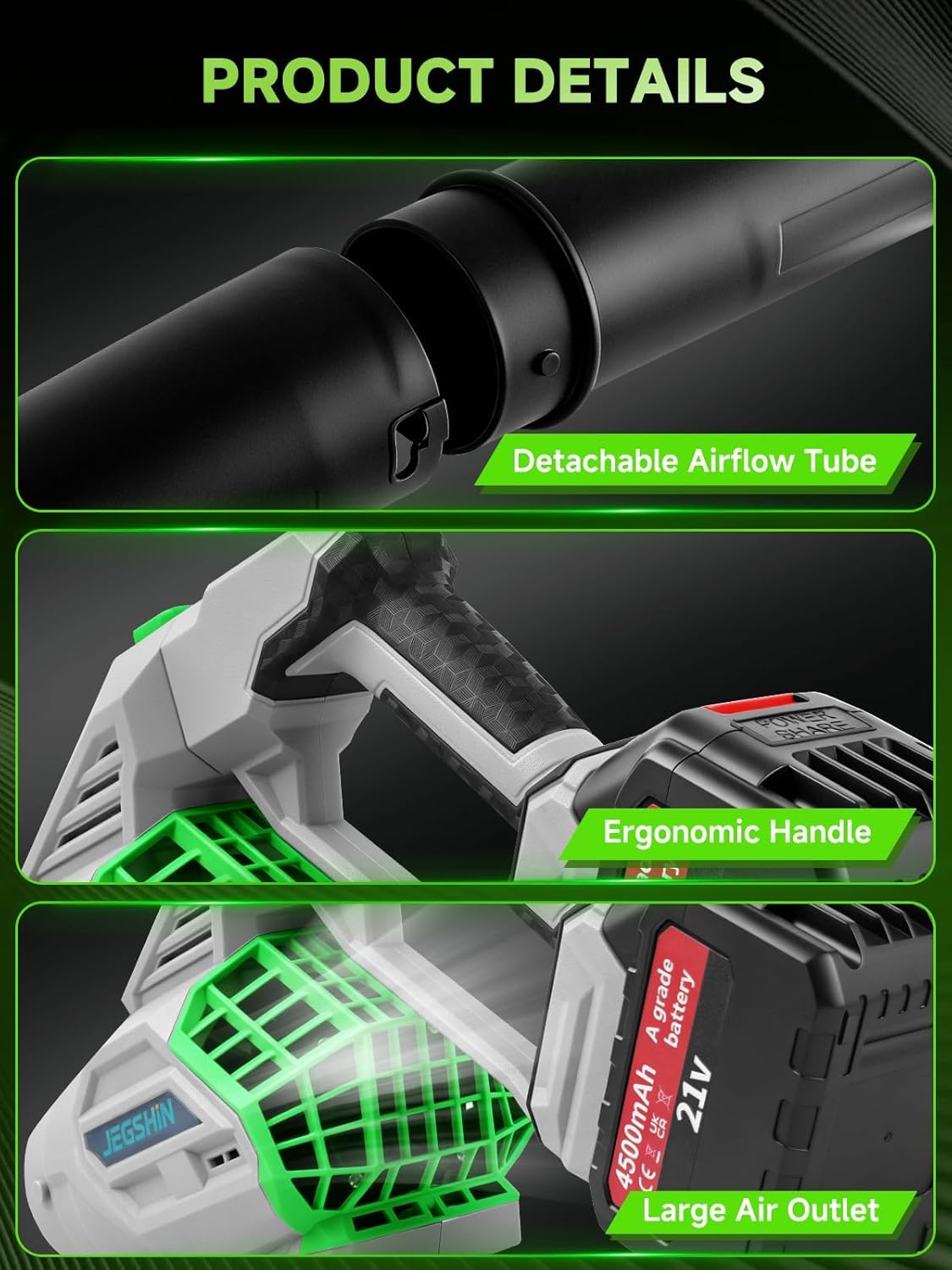 Leaf Blower Electric Cordless Leaf Blower with 2 * 21V Batteries and Charger, 4 Speed Mode, Lightweight Leaf Blowers for Blowing Leaves, Lawn Care, Patio Cleaning and Dust