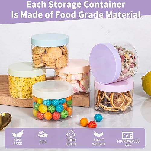 Miniatura 4 de DODHEG Tarros de plástico transparente de 8 onzas con tapas, tarros de plástico con tapas, para cocina, hogar, almacenamiento de manualidades, 6