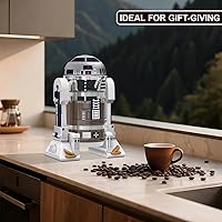 Vista 6 de TEENKON Prensa Francesa Aislada de Acero Inoxidable 304 Cafetera, 32 Oz Robot R2D2 Prensa de Café Manual para el Hogar, con Pantalla de Filtro