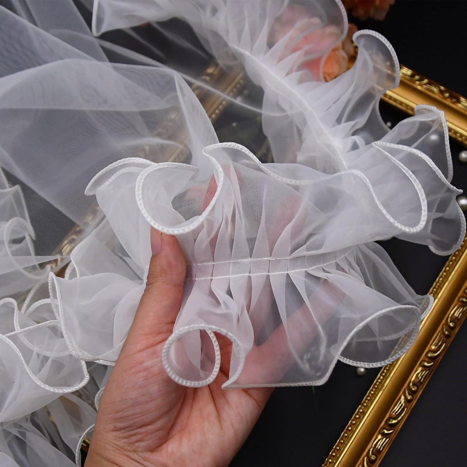 Bridal Veil Bride Elaborate Falbala Ruffled Flouncing Long Wedding Party Bride Veil Party Head Scarf Head Covering Wedding Ve