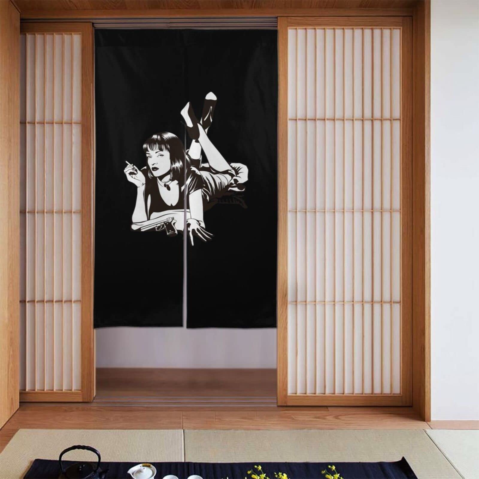 Amazon｜のれん 和風 ドアカーテン パルプ?フィクション 玄関カーテン