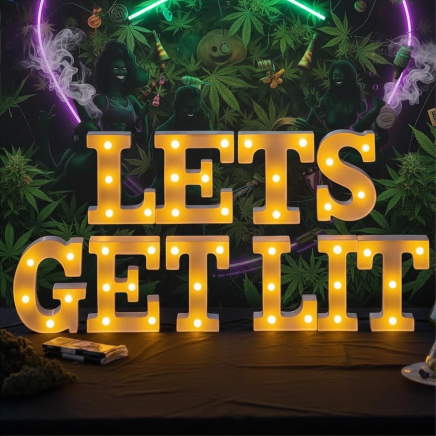 Honoson 10 Pcs Lets Get Lit Decorations for Adults, Birthday Light Decor Lets Get Lit Lights up Sign Indoor Table LED Neon Sign for Home Room Decorations - Image 6