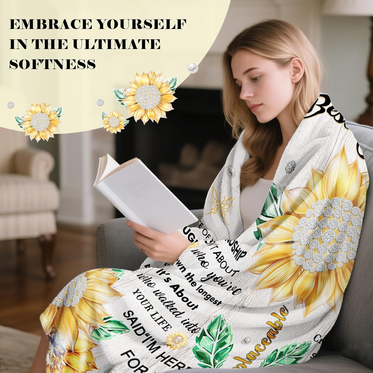 Best Friend Birthday Gifts For Women, Friendship Blanket Gifts For Women, Bestie Gift For Female, Birthday Thanksgiving Day Friends Gift, To My Friend Blanket, Friendship Throw Blanket 50" x 60" - Image 7