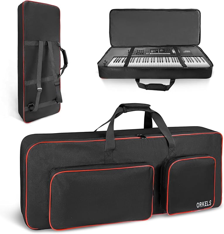 49-Key Keyboard Case, Fully Padded Electric Piano Gig Bag with 10mm Pearl Cotton, Adjustable Shoulder Straps, Carry Handles & Large Accessory Pocket