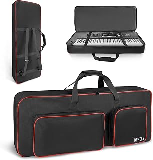 49-Key Keyboard Case, Fully Padded Electric Piano Gig Bag with 10mm Pearl Cotton, Adjustable Shoulder Straps, Carry Handles & Large Accessory Pocket