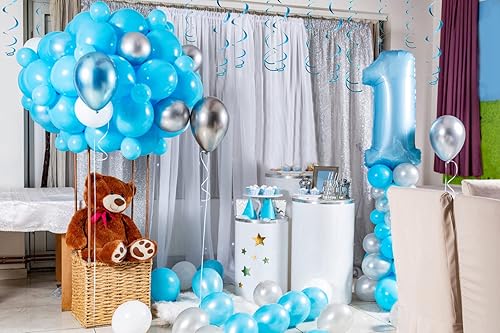 Miniatura 5 de 30 piezas de remolinos colgantes azules para decoración de fiesta, serpentina de plástico para techo, 26 pulgadas