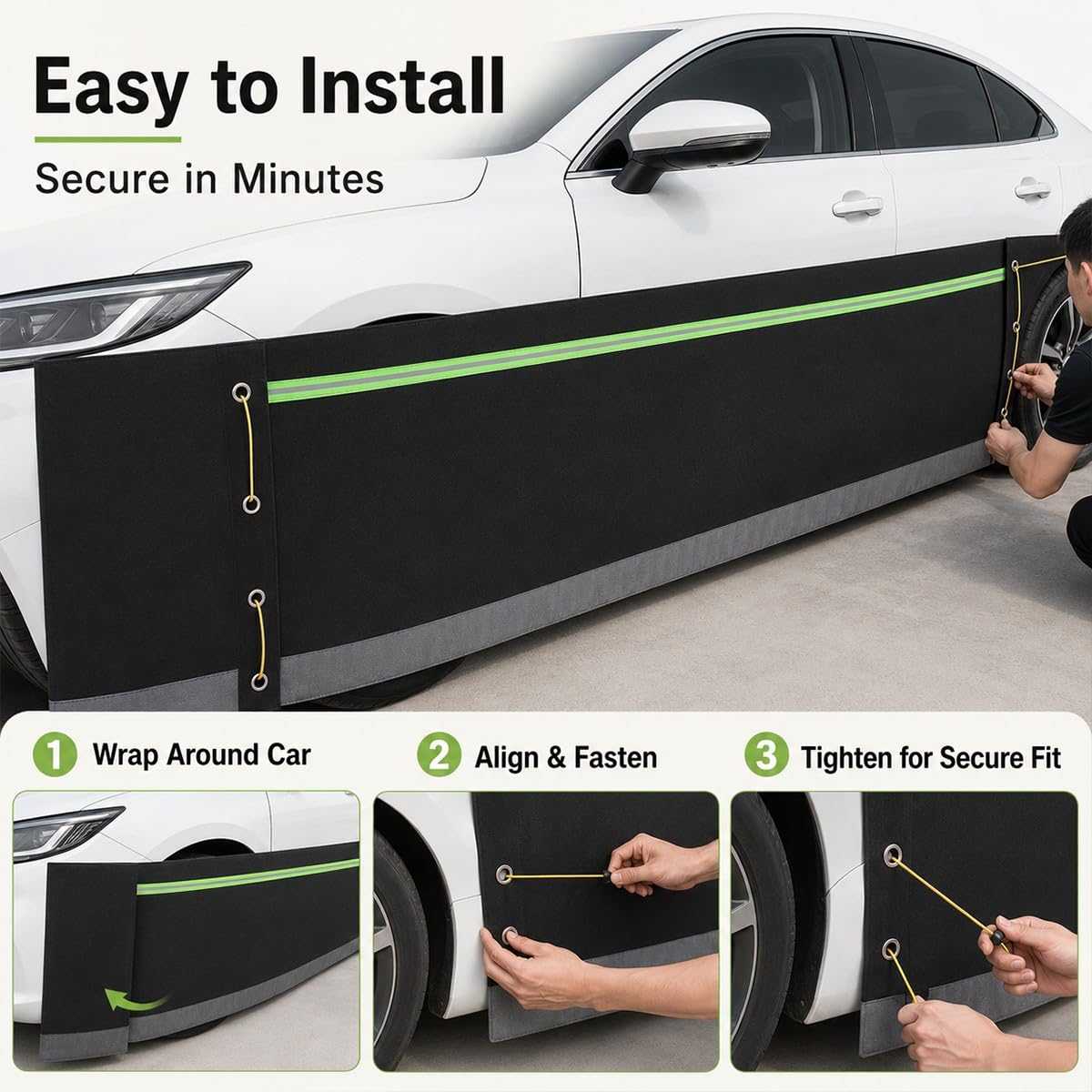 Anti Rodent Car Skirt Guard z odblaskowym paskiem Chroni dolną część ciała przed myszami szczury Pet Scratches Dog Urine Łatwa instalacja Bariera parkingowa dla sedana SUV Hatchback 10m do 16m Perimet