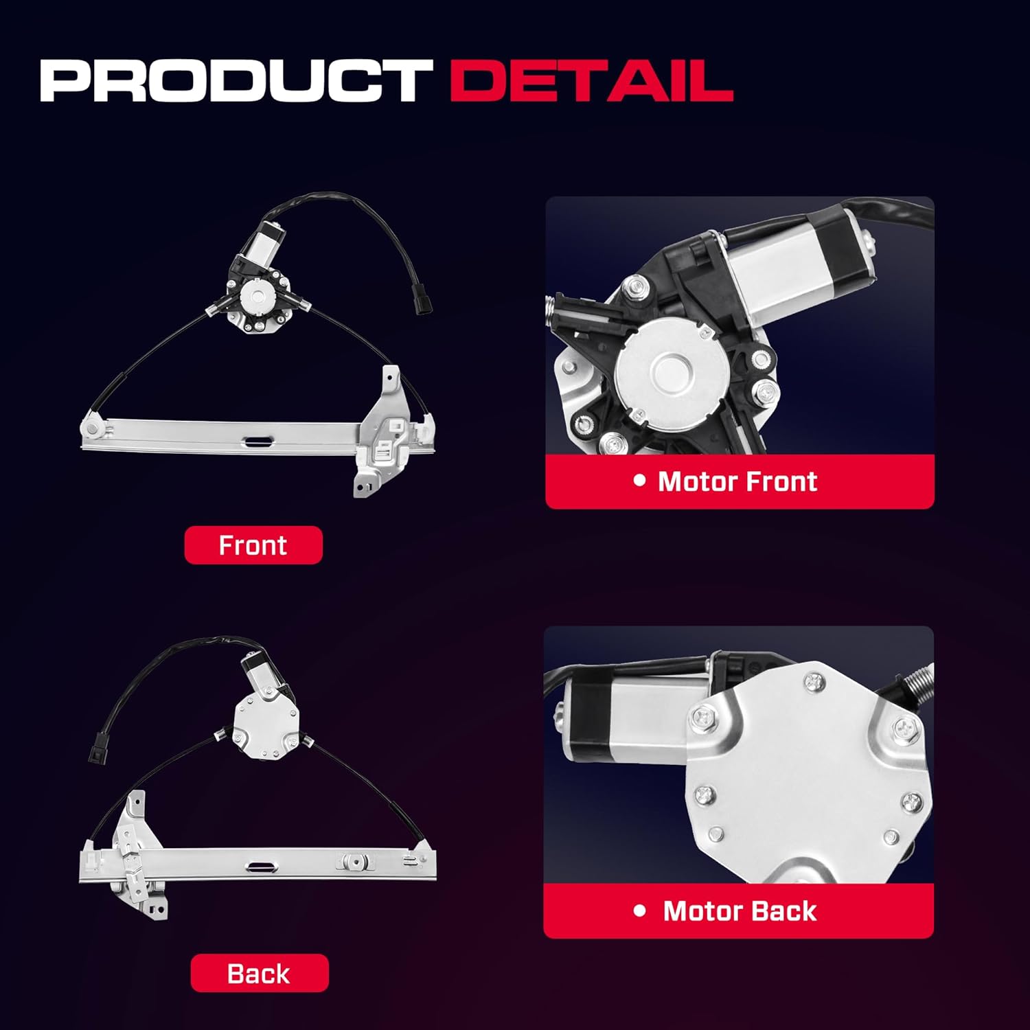 Front Passenger Side Power Window Regulator with Motor (2 Pins) Fit for 2006-2013 Chevy Impala, 2014-2016 Chevrolet Impala Limited Sedan, 748-173