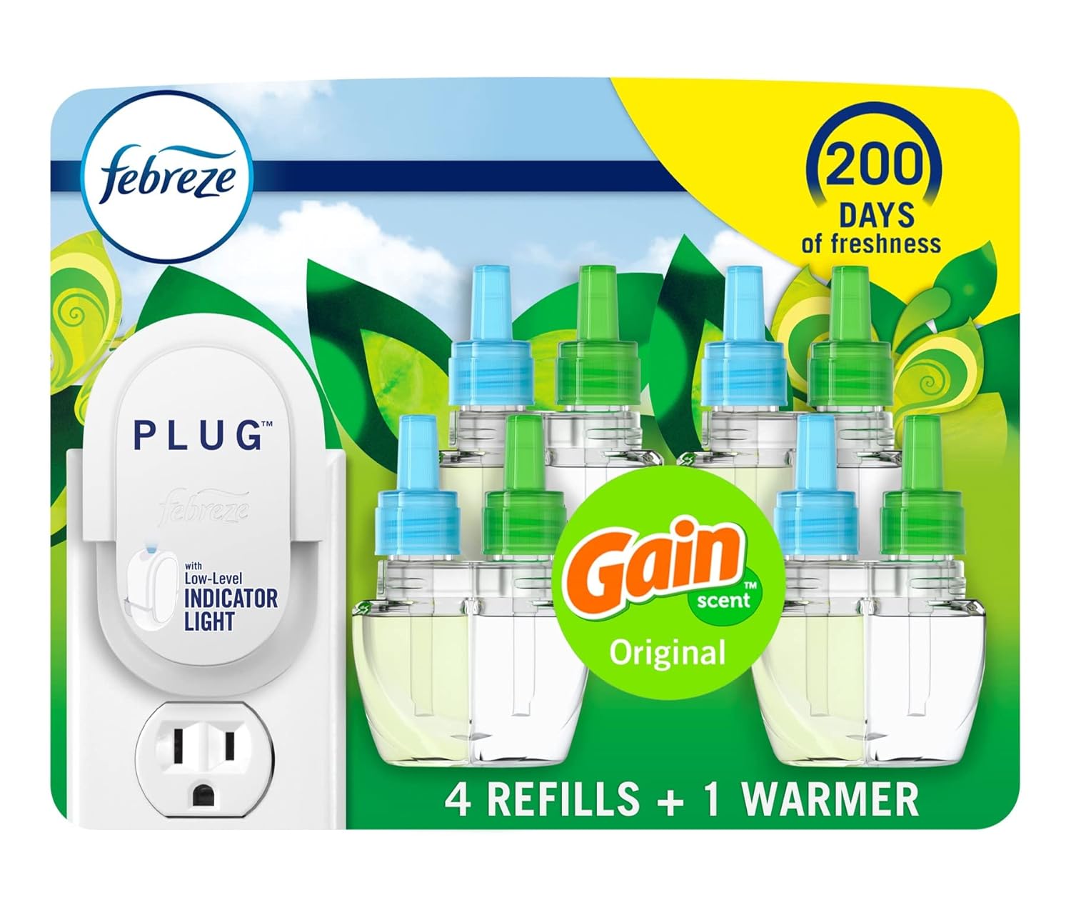 Febreze Plug In Air Freshener Odor-Fighting Scented Oil Starter Kit Air Fresheners for Home and Bathroom and Kitchen