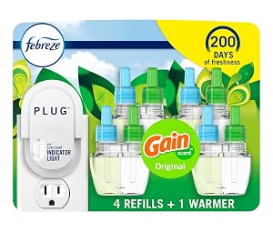 Febreze Plug In Air Freshener Odor-Fighting Scented Oil Starter Kit Air Fresheners for Home and Bathroom and Kitchen