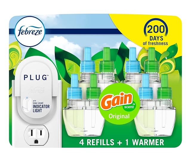 Febreze Plug In Air Freshener Odor-Fighting Scented Oil Starter Kit Air Fresheners for Home and Bathroom and Kitchen