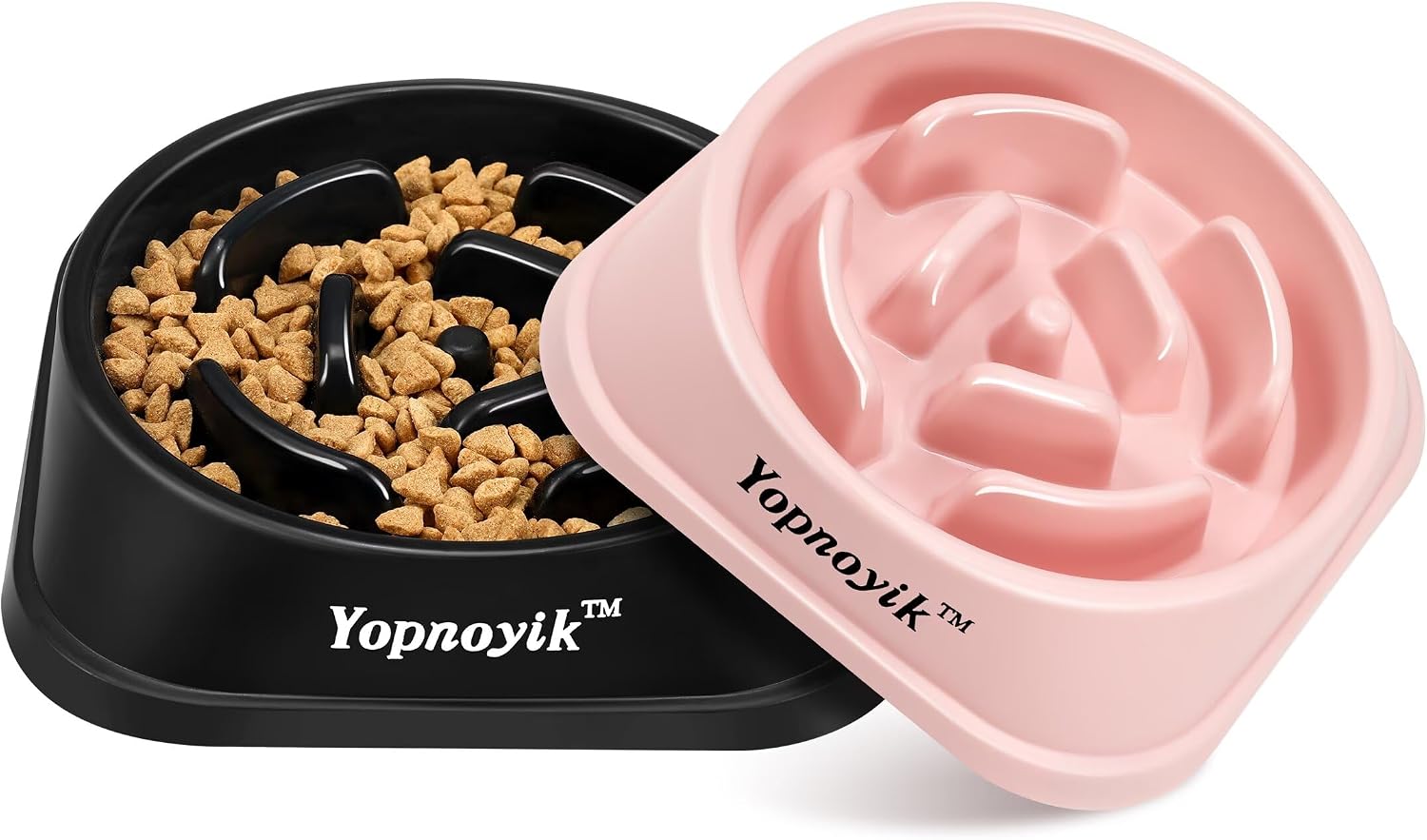 Yopnoyik 2 Pack Slow Feeder Dog Bowls for Healthy Eating, Non-Slip and Anti-Choking Design, Reduces Bloating & Overeating for Large Dogs, Easy to Clean