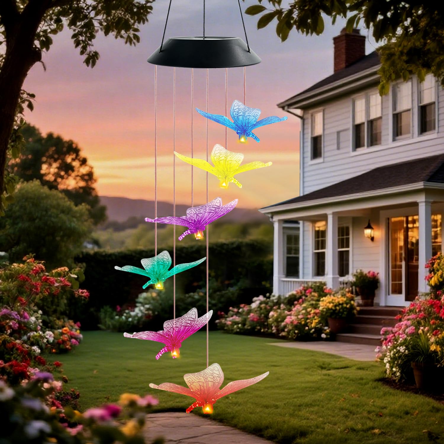 30in Butterfly Solar Wind Chimes Gifts for Women Wind Chime, Small Wind Chimes for Outside, Christmas, Birthday, Thank You Gift for Mom Sisters Friends