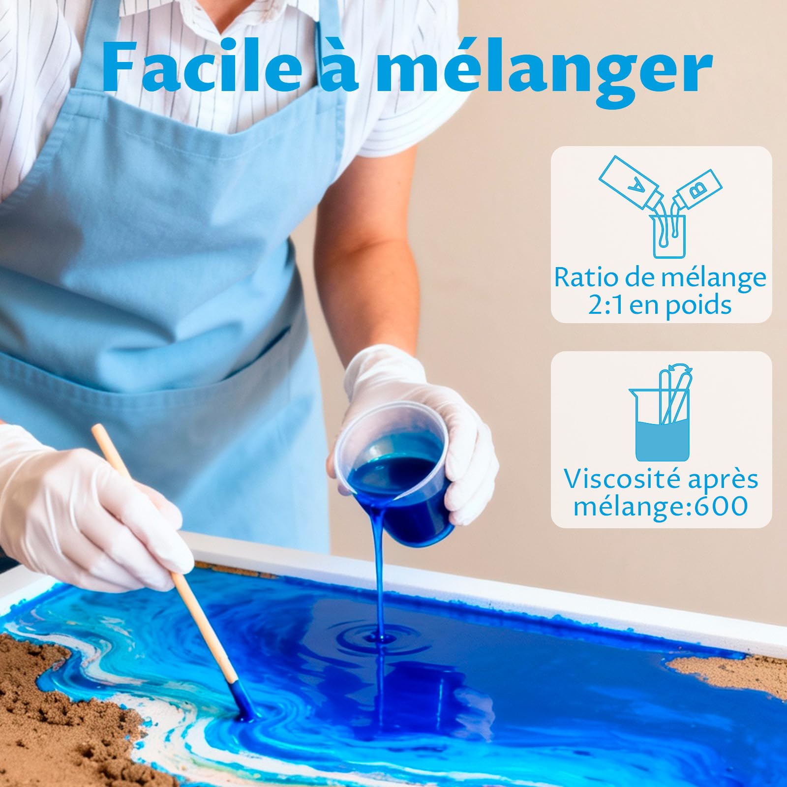Let’S Resin Résine Époxy 3 kg, Kit Résine et Durcisseur Transparent sans Bulles 2:1, Idéal pour la Création de Bijoux, l’Art DIY, Les Moulages et Les Travaux Manuels